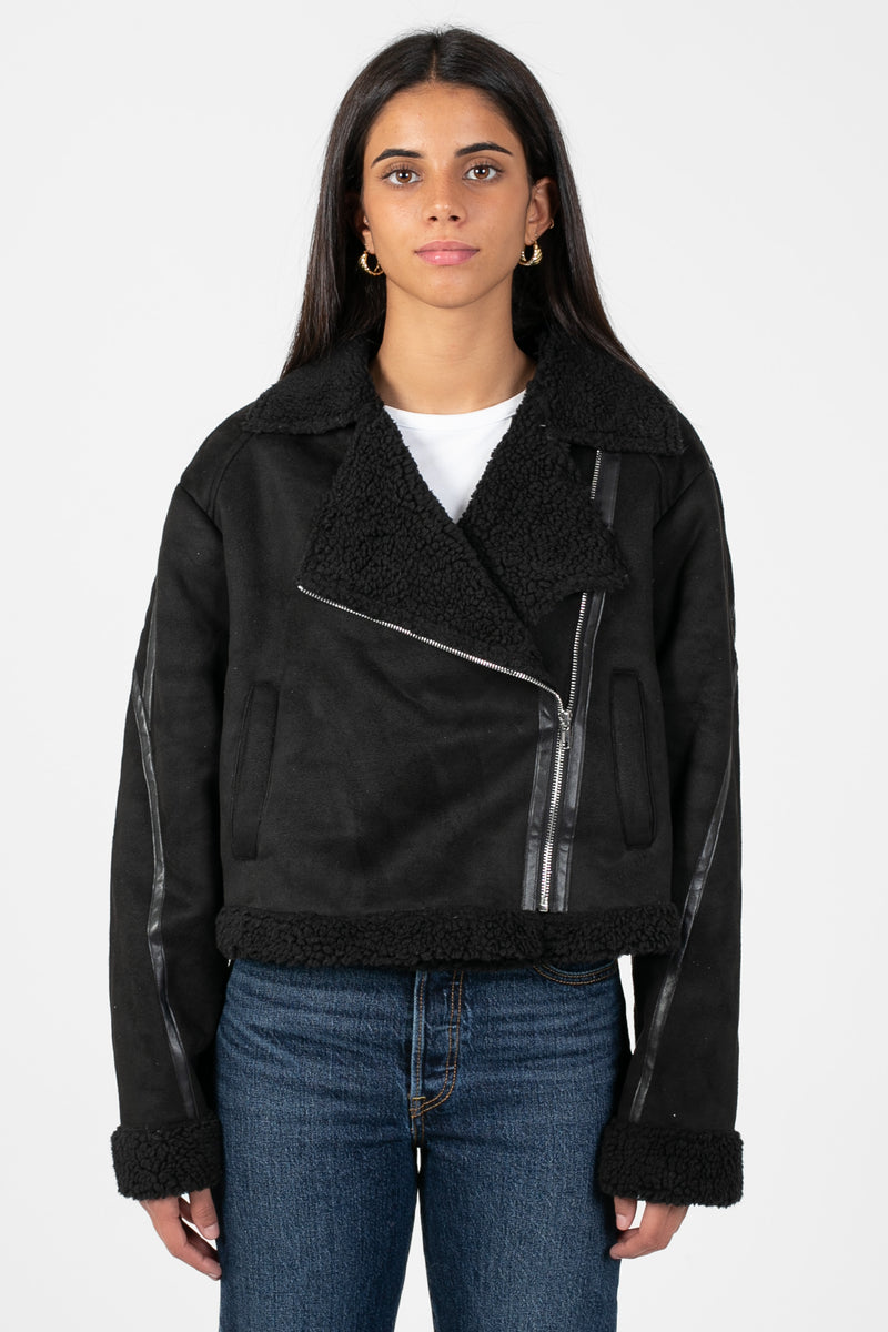 Maren Sherpa Lined Suede Jacket - honey