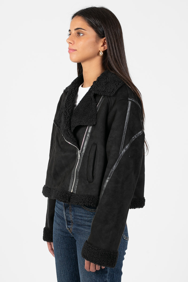 Maren Sherpa Lined Suede Jacket - honey