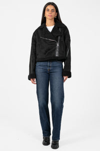 Maren Sherpa Lined Suede Jacket - honey