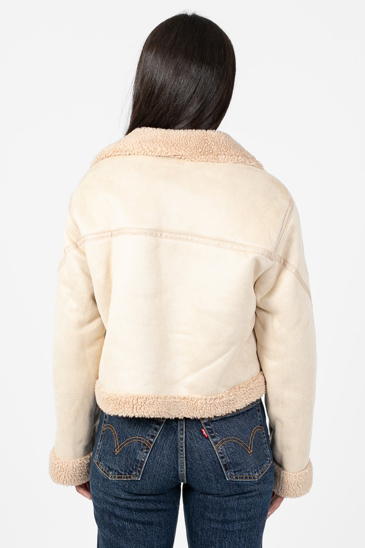 Maren Sherpa Lined Suede Jacket - honey