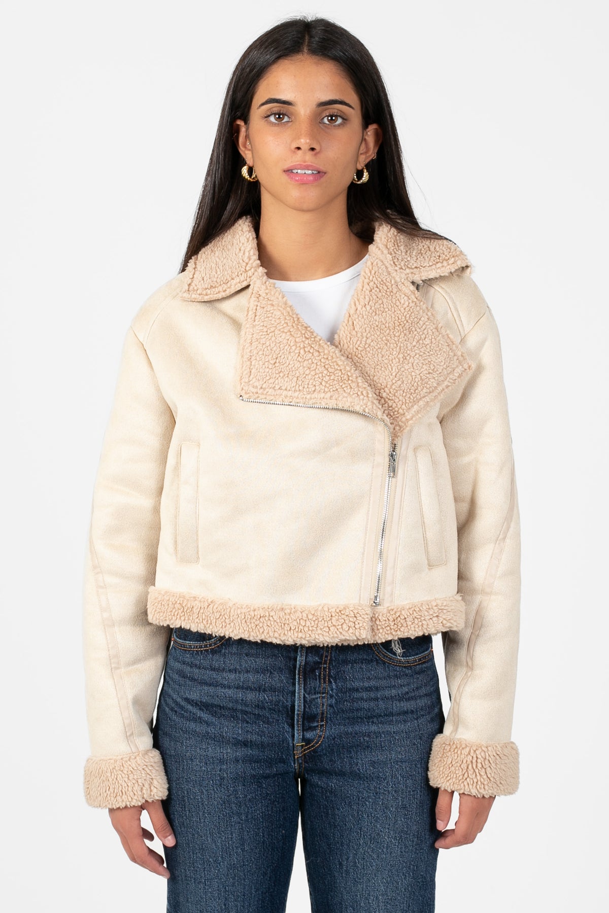 Maren Sherpa Lined Suede Jacket - honey