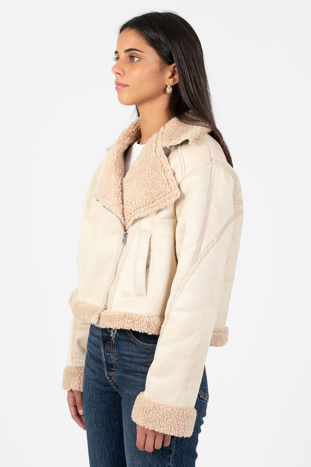 Maren Sherpa Lined Suede Jacket - honey
