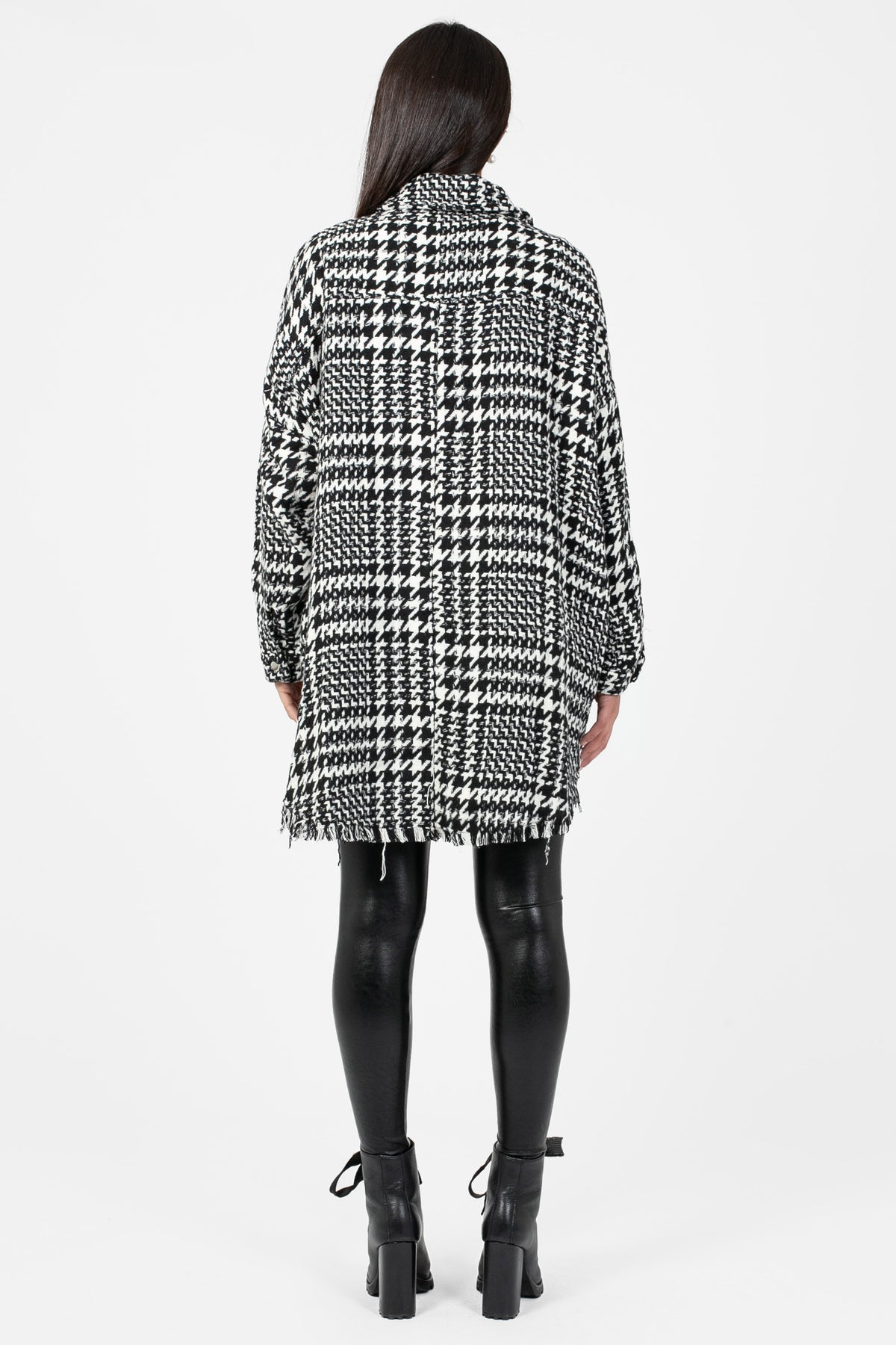 Grace Houndstooth Shacket - honey