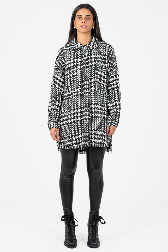 Grace Houndstooth Shacket - honey