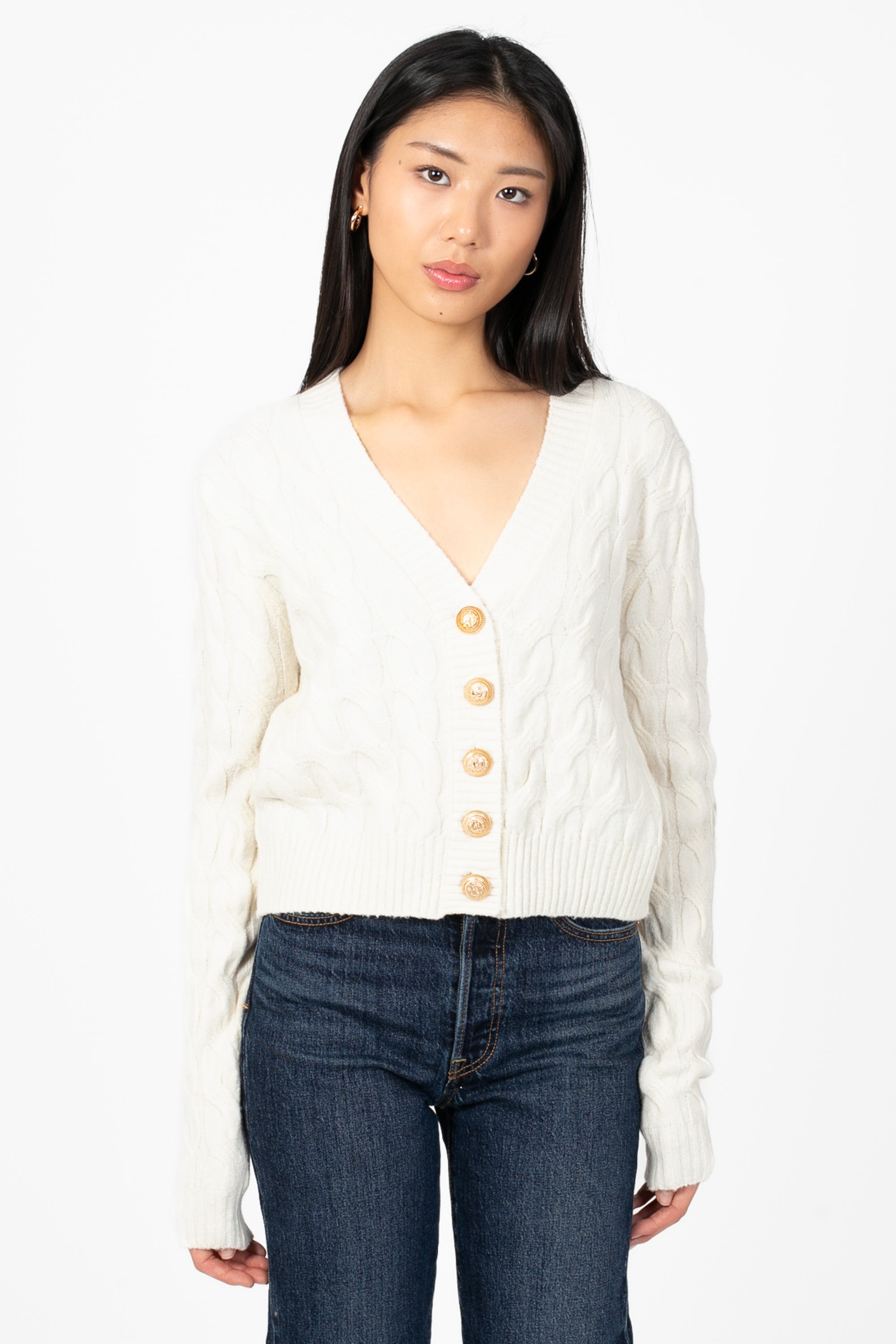 herlipto☆Fuzzy Cable Knit Cardigan/Honey Sweaters & Sweatshirts – honey
