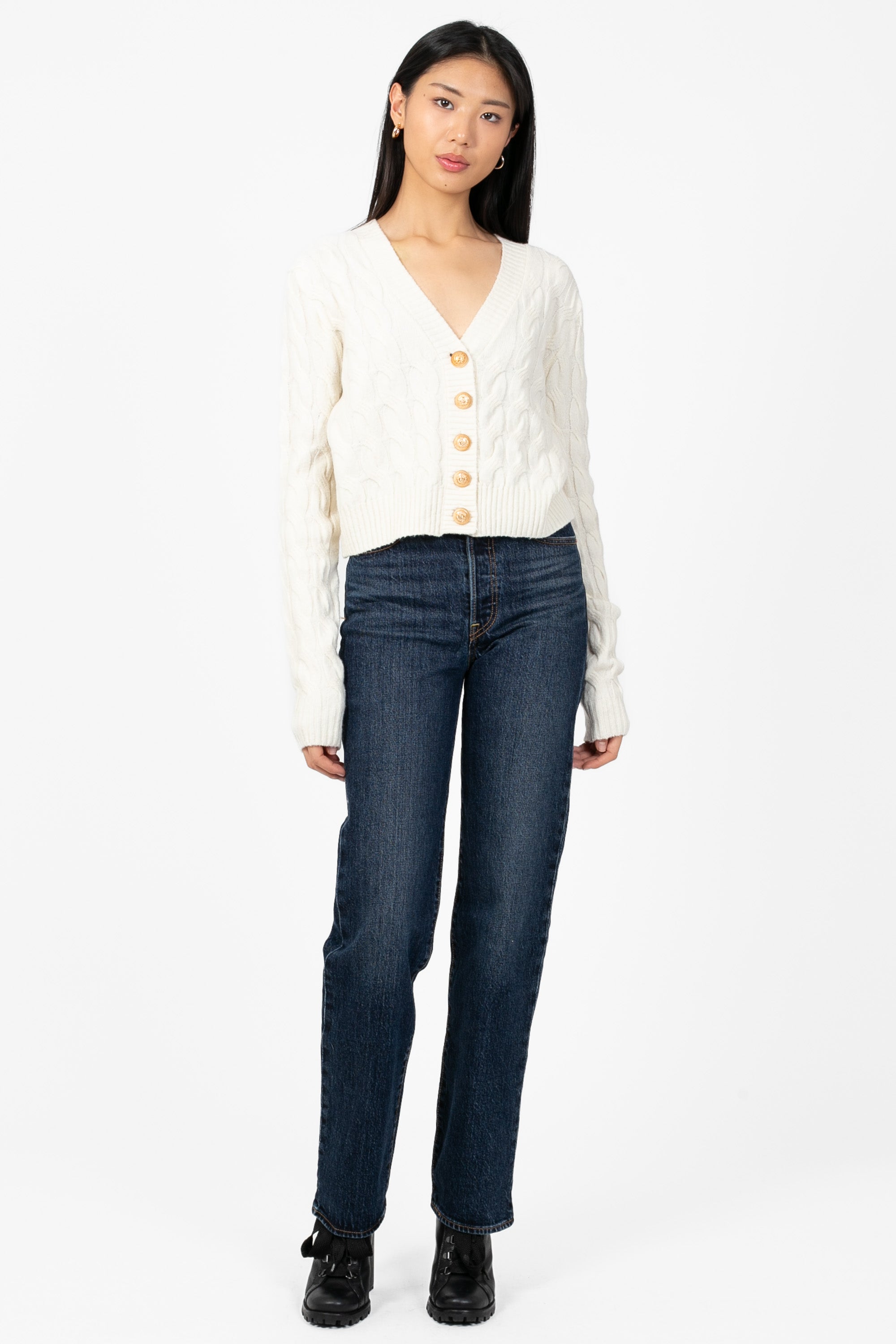 herlipto☆Fuzzy Cable Knit Cardigan/Honey Sweaters & Sweatshirts – honey