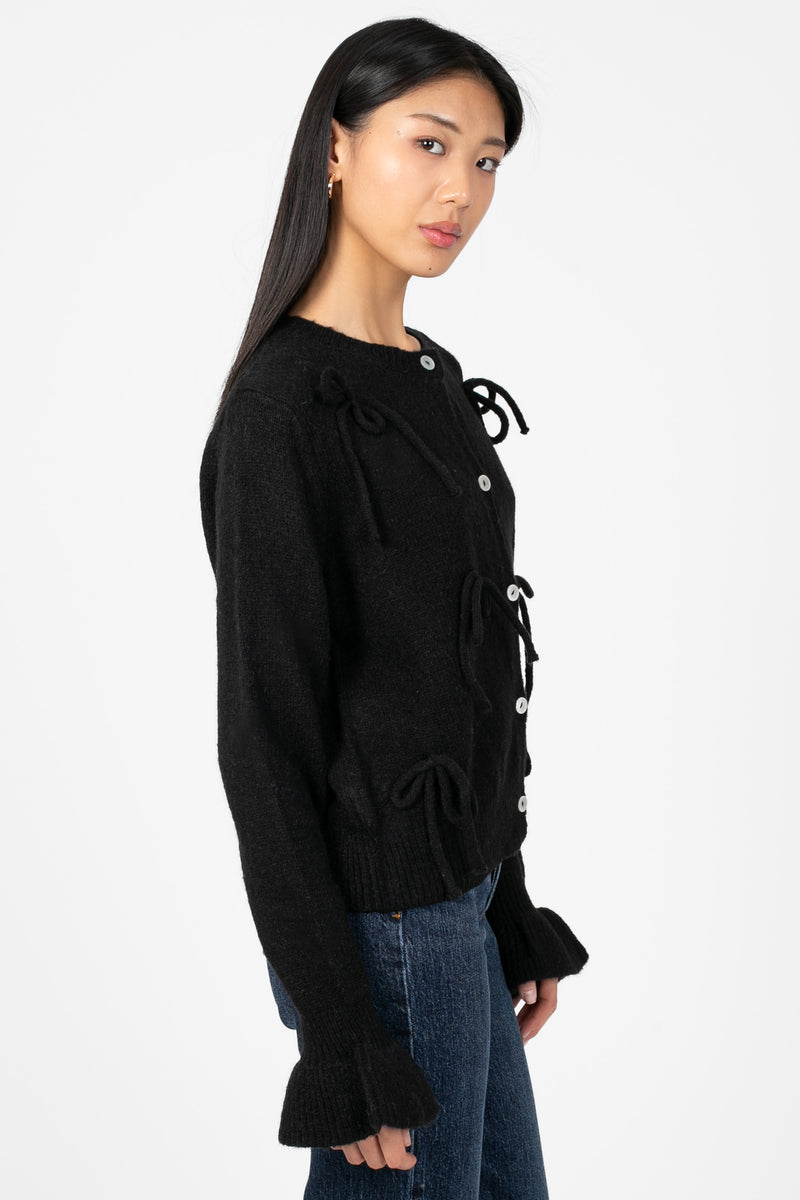 Renee Ruffle Bow Cardigan - honey