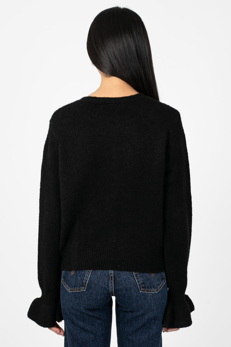 Renee Ruffle Bow Cardigan - honey