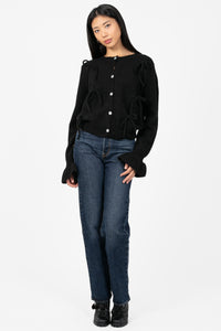 Renee Ruffle Bow Cardigan - honey