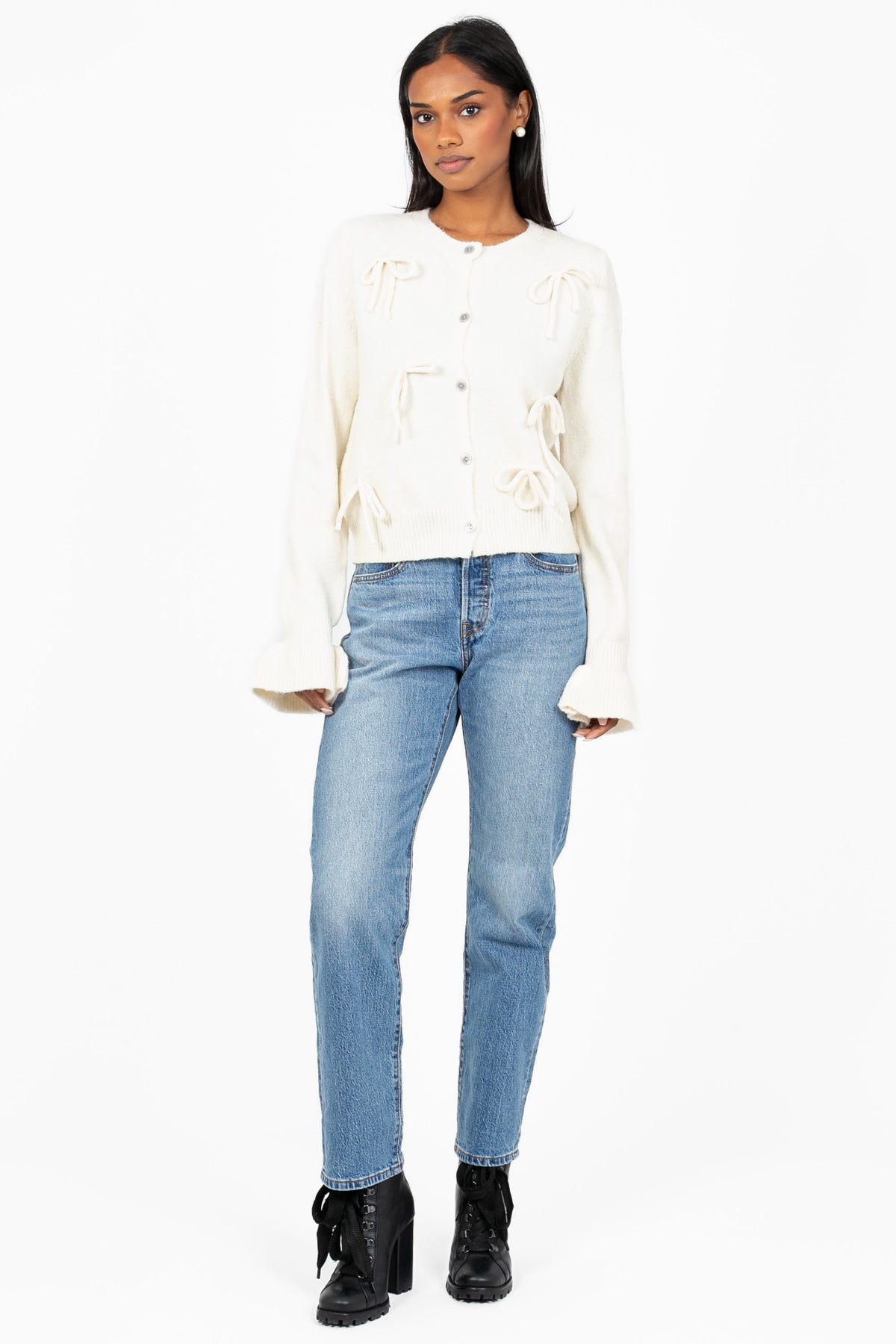 Renee Ruffle Bow Cardigan