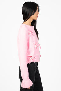 Renee Ruffle Bow Cardigan - honey