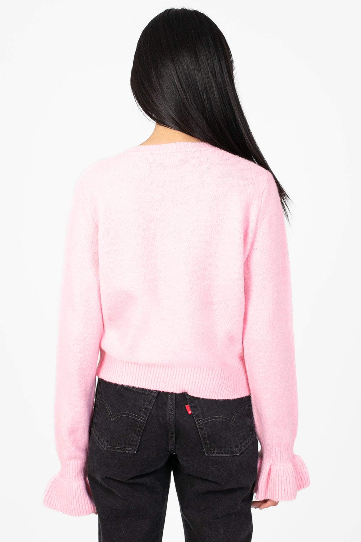 Renee Ruffle Bow Cardigan - honey