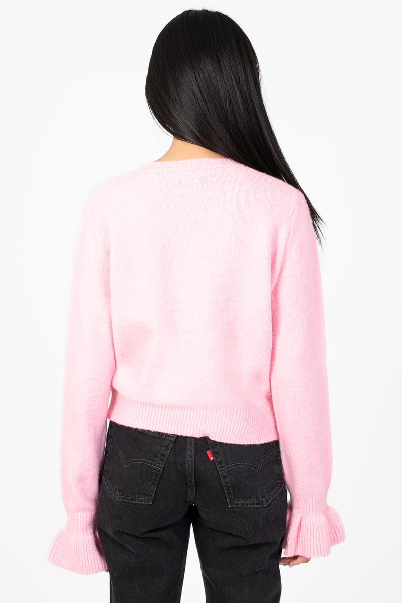 Renee Ruffle Bow Cardigan - honey