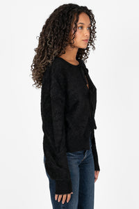 Bow & Tell Fuzzy Cardigan - honey