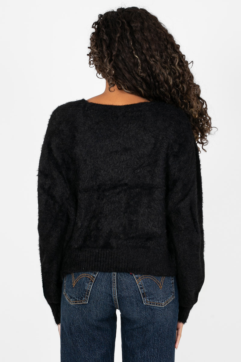 Bow & Tell Fuzzy Cardigan - honey