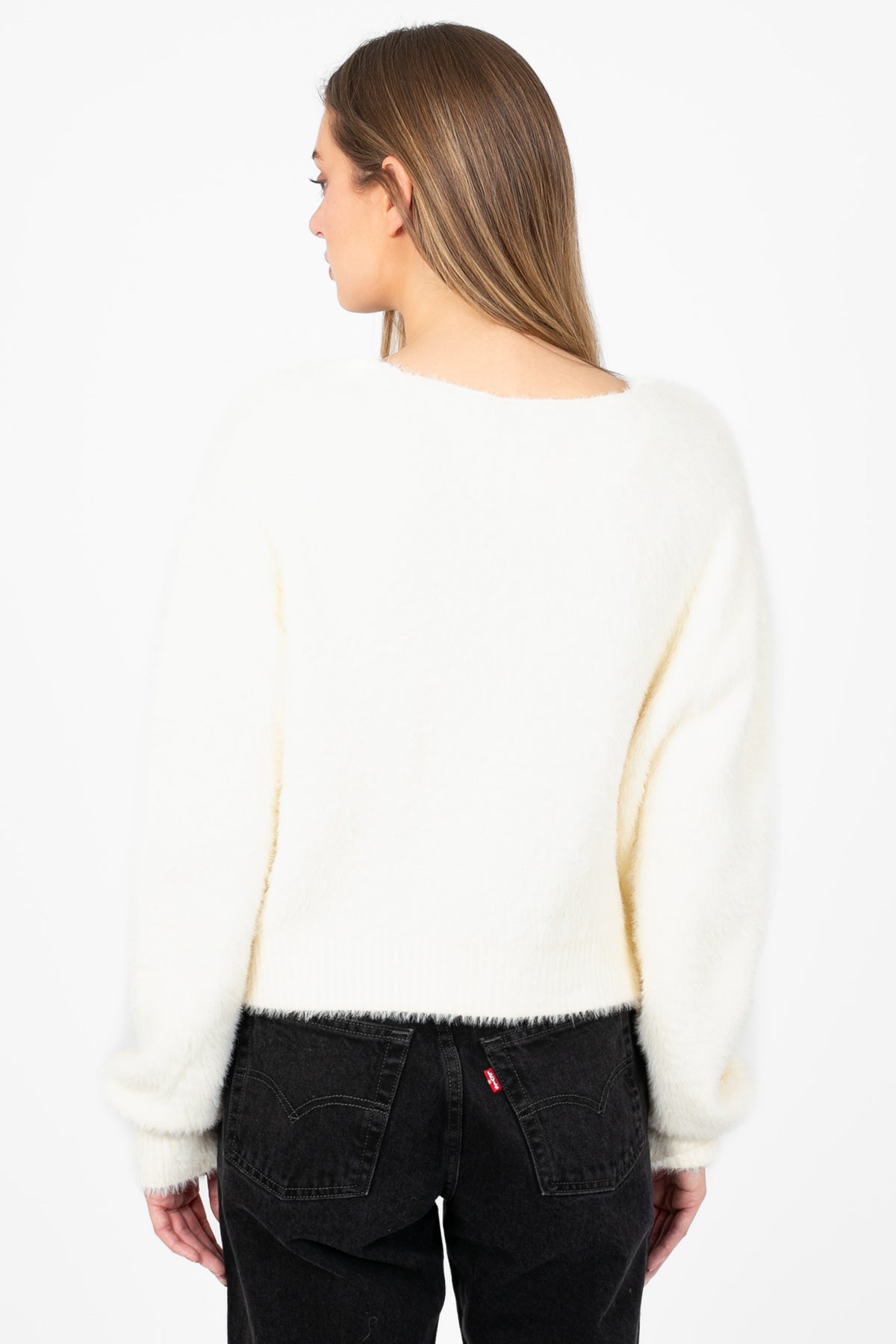 Bow & Tell Fuzzy Cardigan - honey