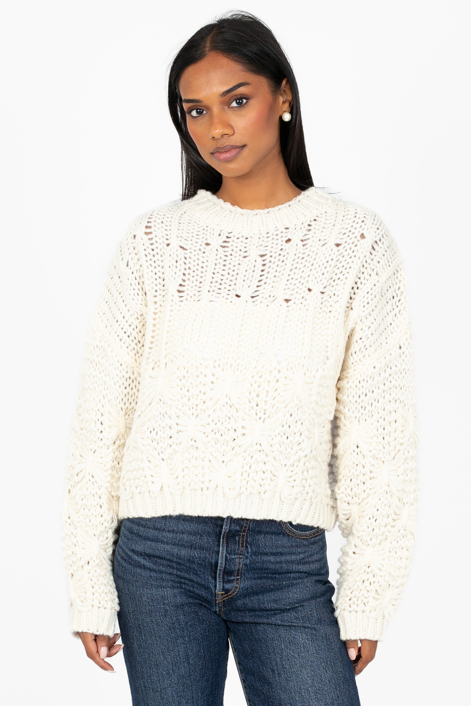 herlipto☆Fuzzy Cable Knit Cardigan/Honey Sweaters & Sweatshirts – honey