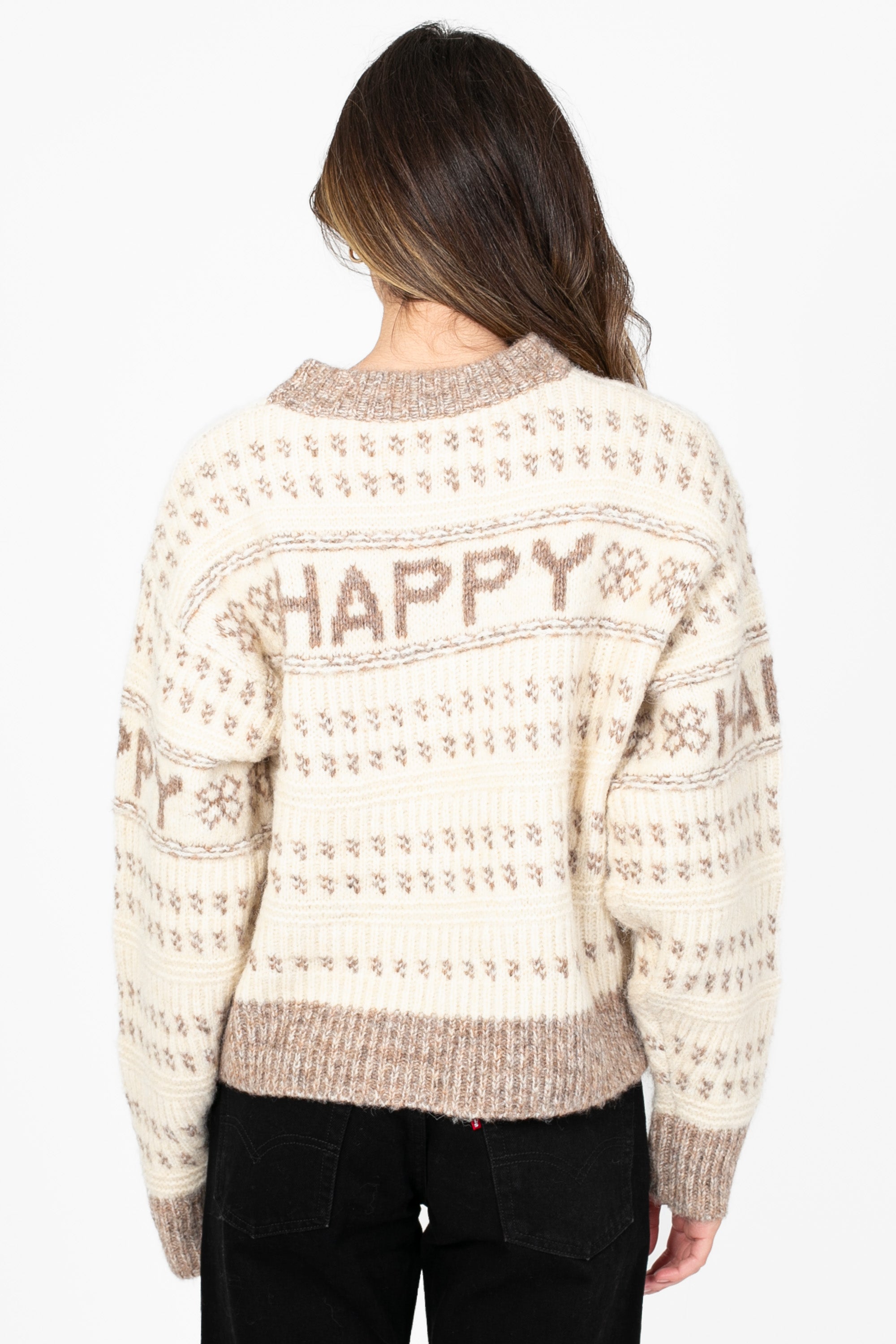 Happy Printed Thick Knit Sweater