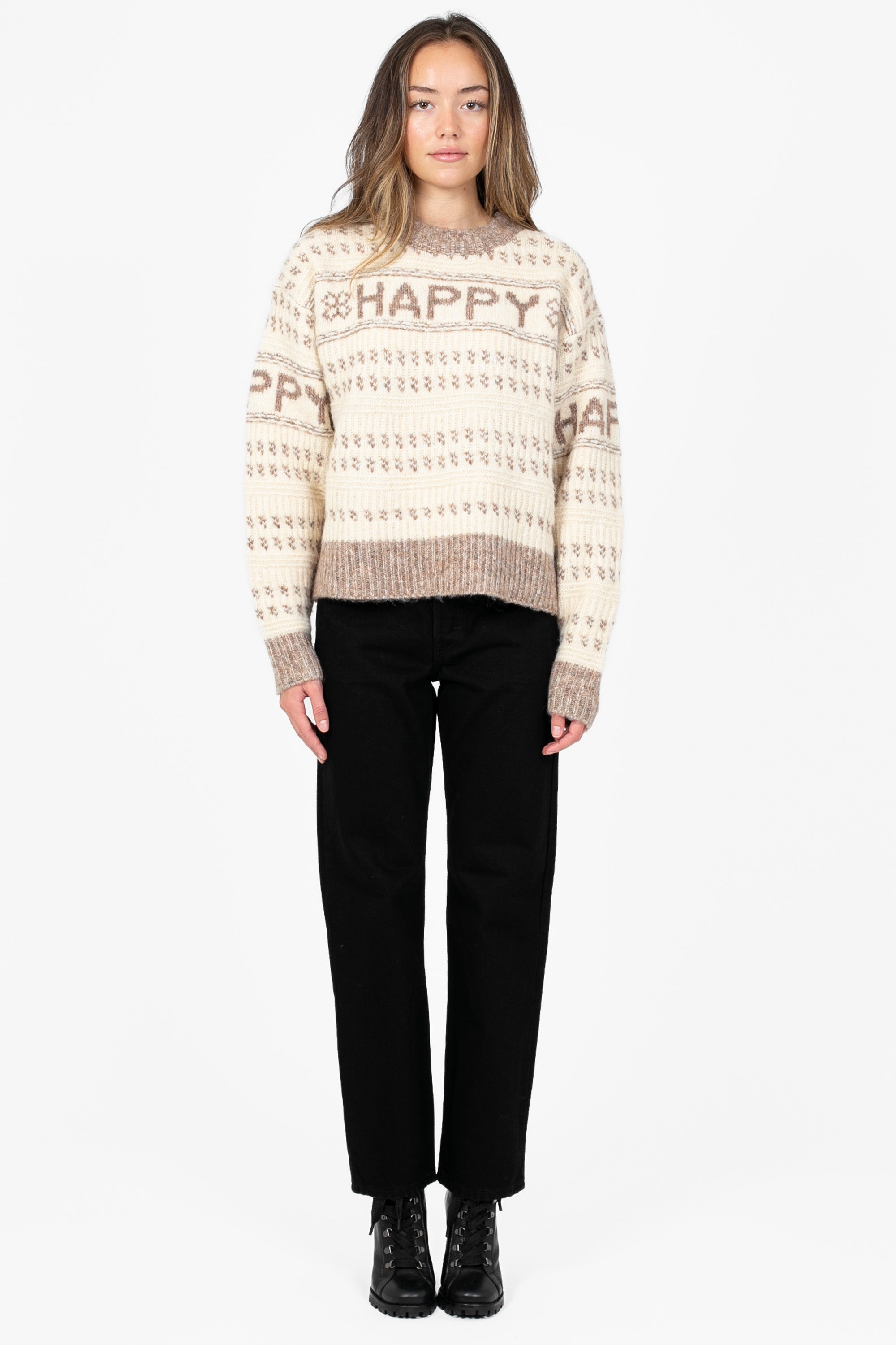 Happy Printed Thick Knit Sweater