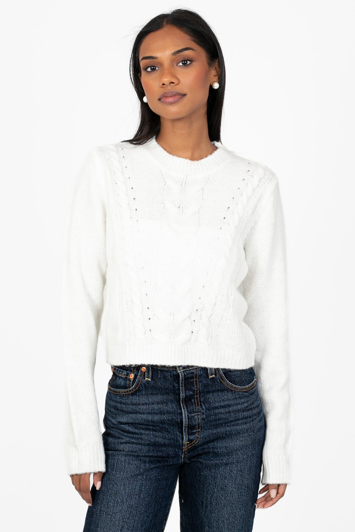 Heather Cable Knit Sweater