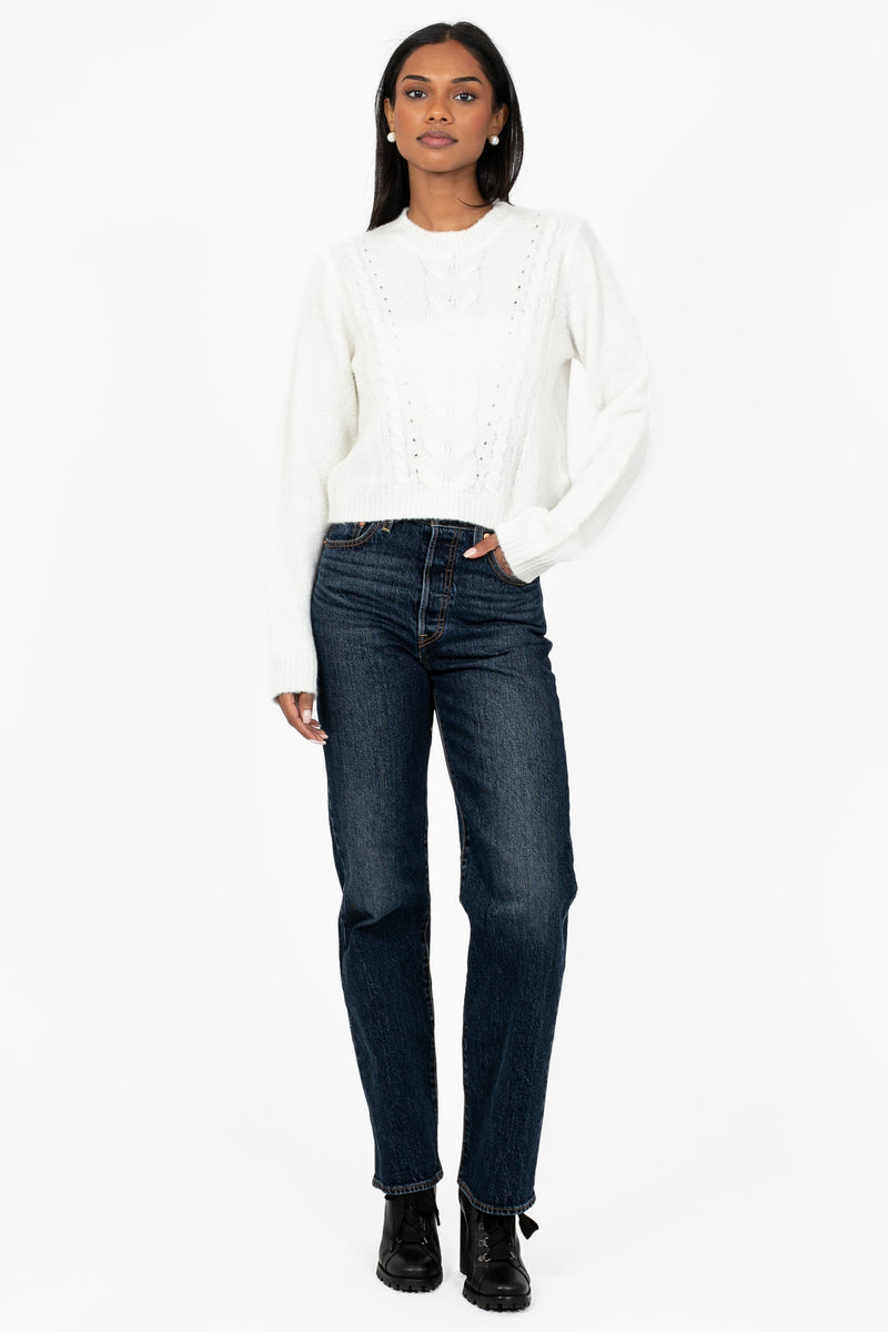 Heather Cable Knit Sweater