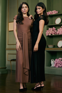 Nessa Mesh Ruched Sash Maxi Dress