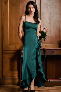 Grace Satin Ruffle Maxi Dress