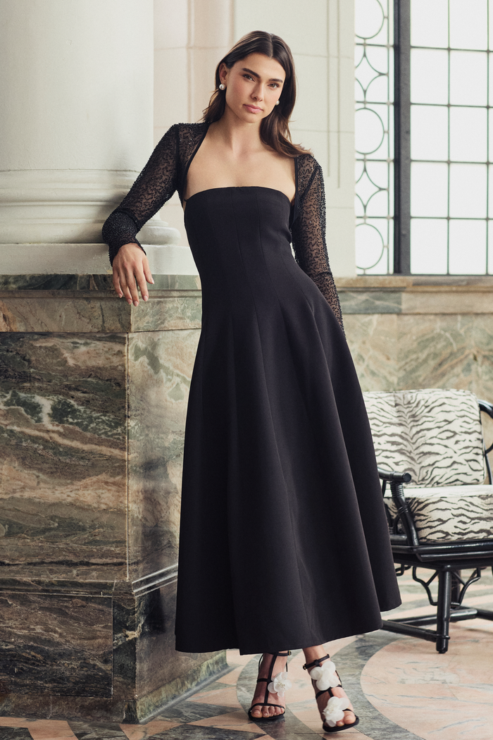 Layla Pleated Midi Dress - honey