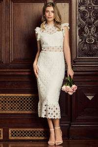 Samantha Lace Trumpet Bottom Midi Dress