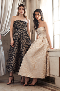Palmera Floral Jacquard Midi Dress - honey