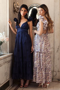 Enchanted Strap Back Floral Maxi Dress - honey