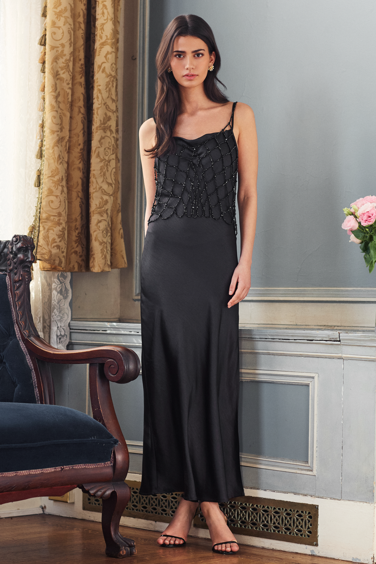 jillian silk dress Jillian Side Slit Midi Dress – honey
