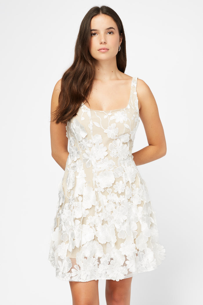 Forever Floral Embellished Mini Dress - honey