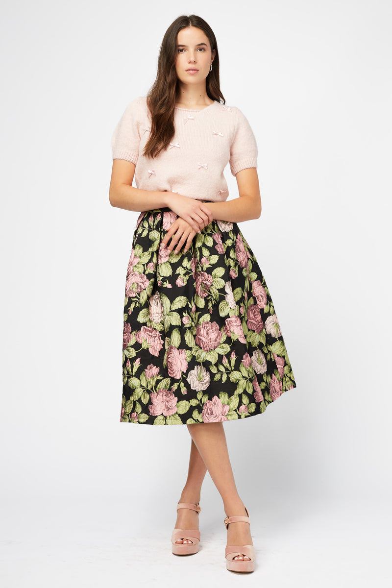 Carrie Floral Pleated Midi Skirt