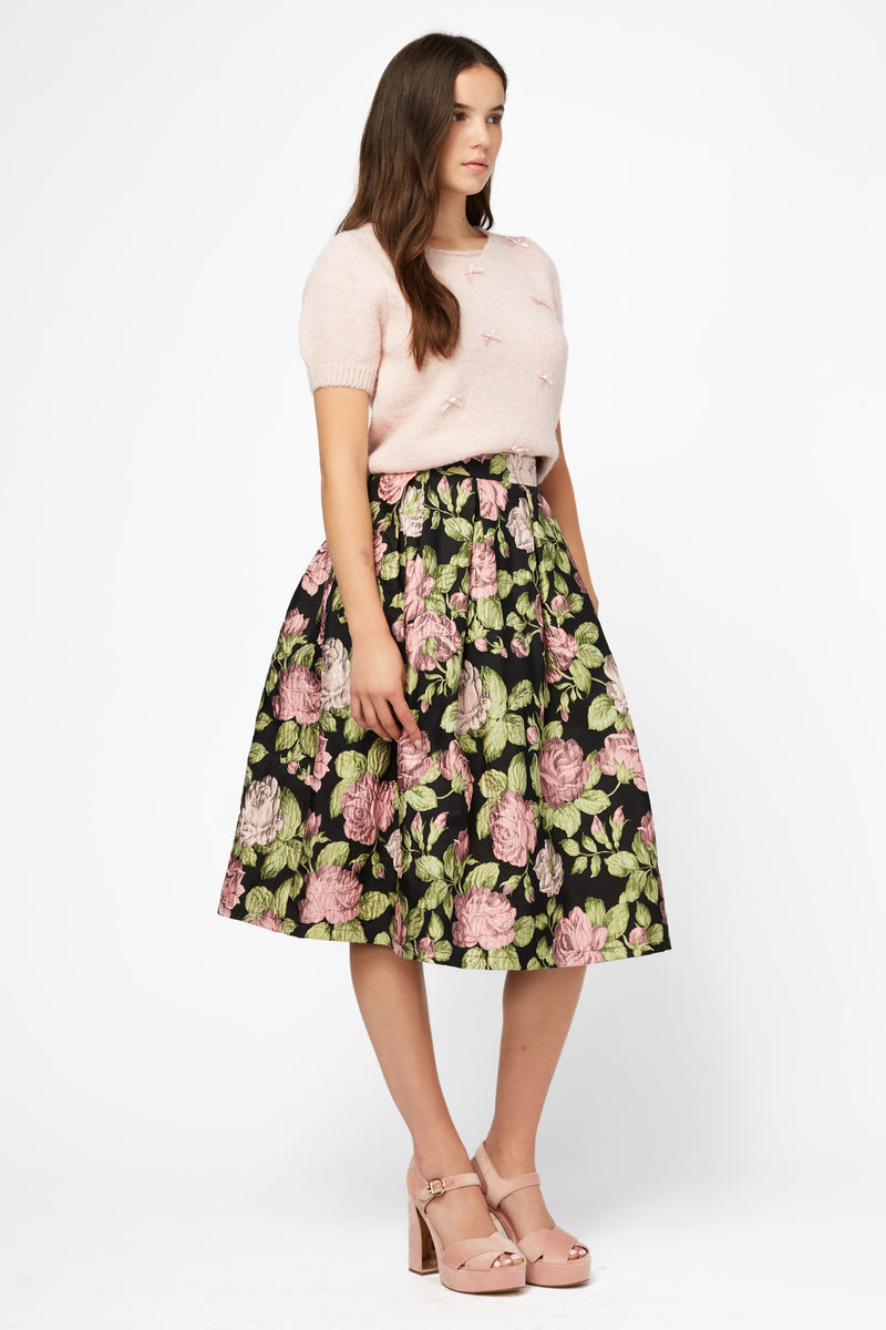 Carrie Floral Pleated Midi Skirt