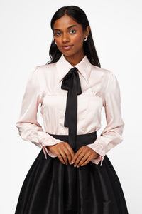 Eliza Ribbon Tie Satin Blouse