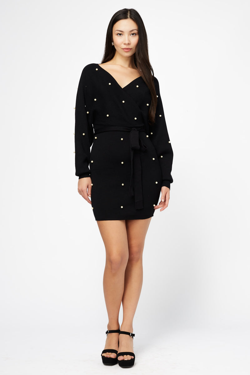 Noa Pearl Embellished Sweater Dress