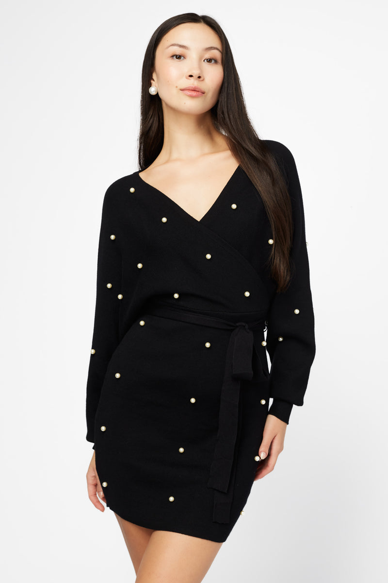 Noa Pearl Embellished Sweater Dress