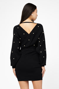 Noa Pearl Embellished Sweater Dress