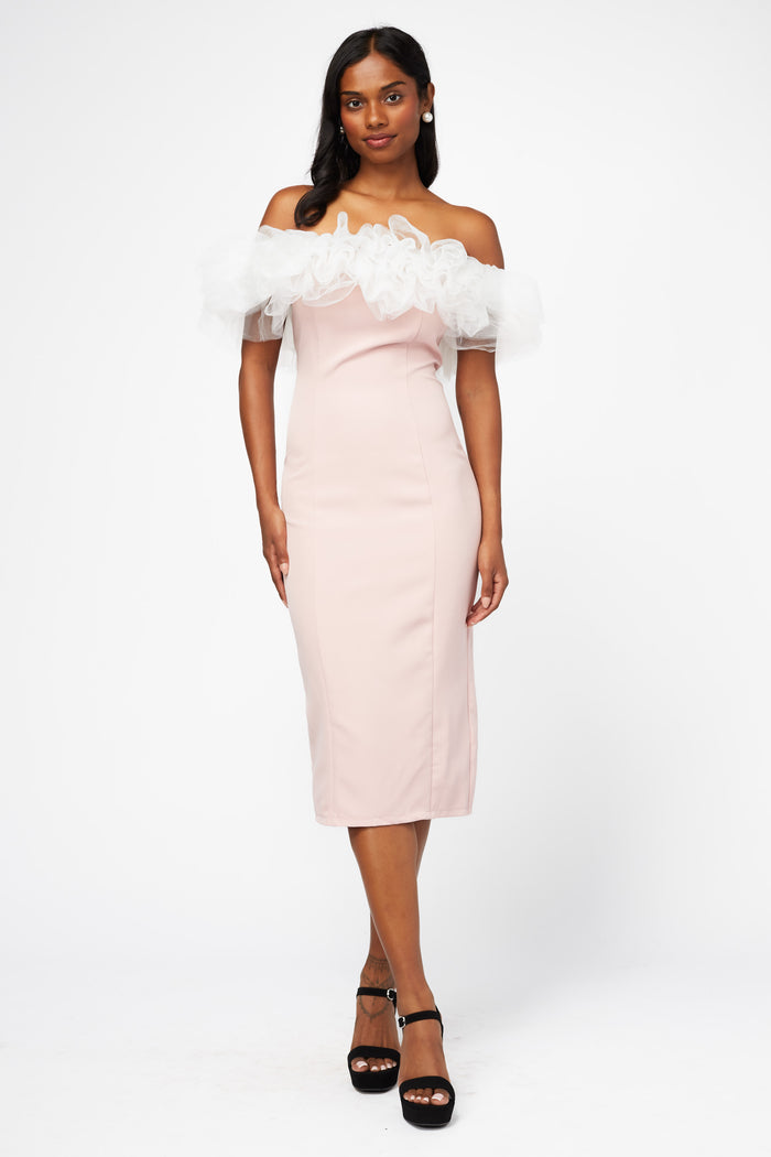 Lottie Tulle Trim Midi Dress