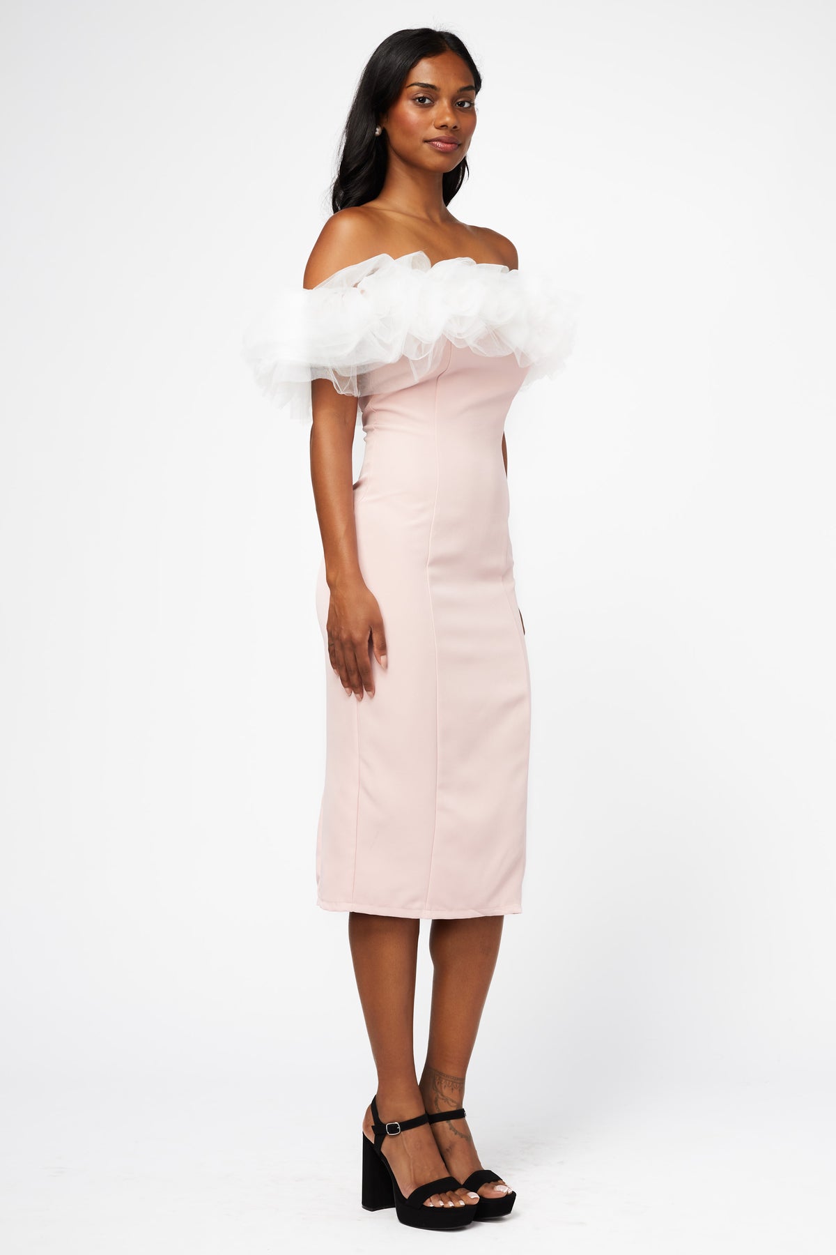 Lottie Tulle Trim Midi Dress