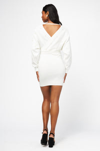 Noa Pearl Embellished Sweater Dress - honey
