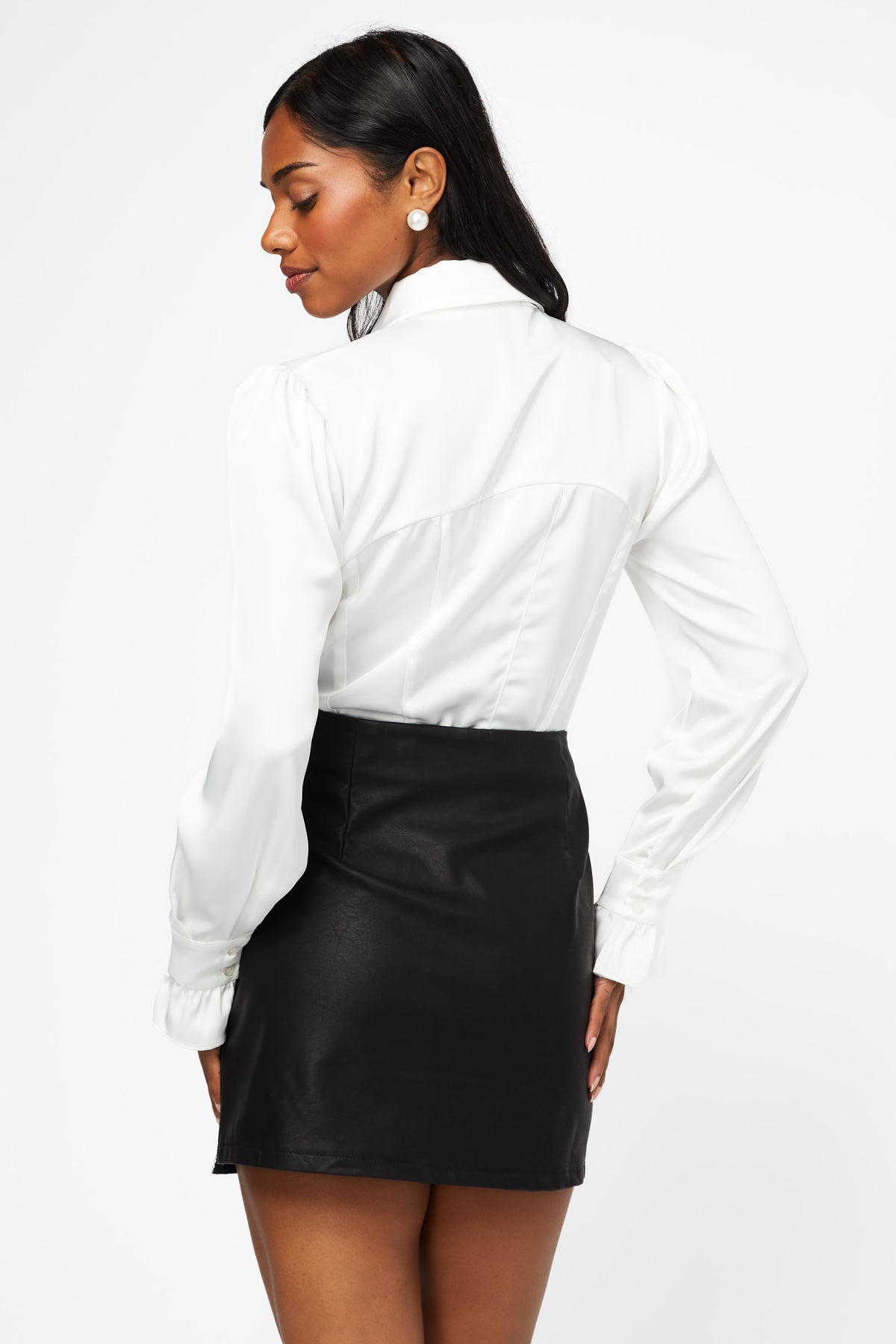 Eliza Ribbon Tie Satin Blouse