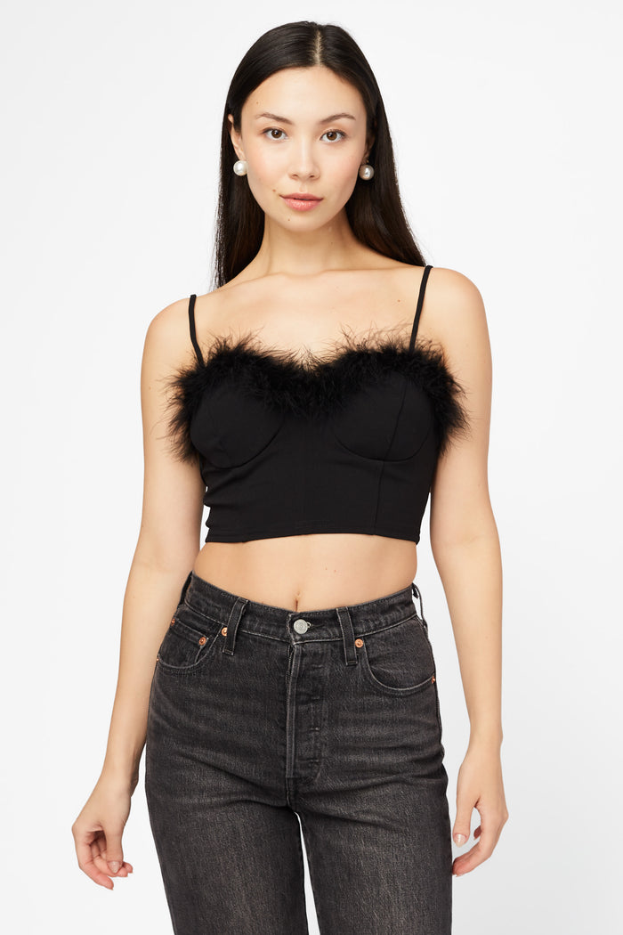 Kenny Feather Trim Crop Bustier