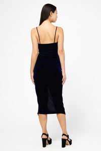 Maya Tulip Bottom Velvet Midi Dress