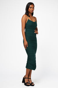 Whitney Mesh Ruched Midi Dress