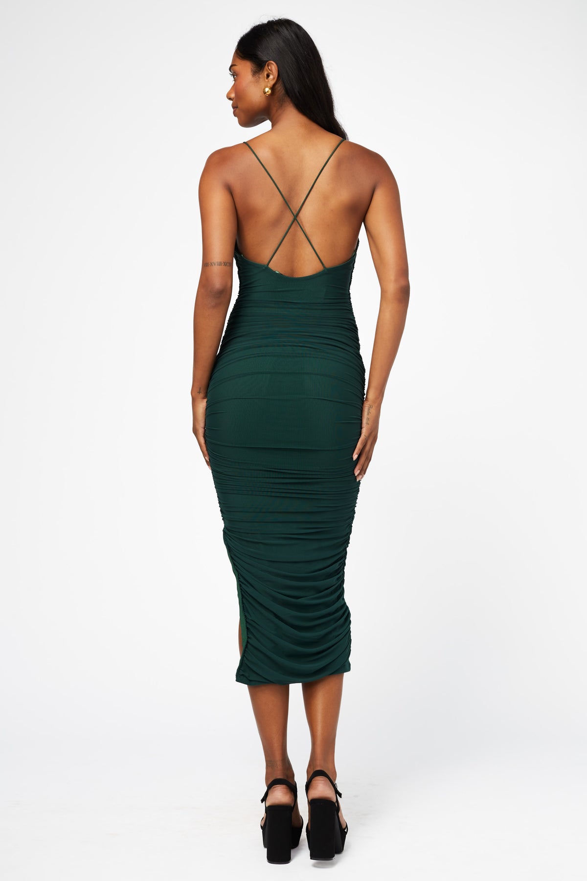 Whitney Mesh Ruched Midi Dress