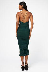 Whitney Mesh Ruched Midi Dress