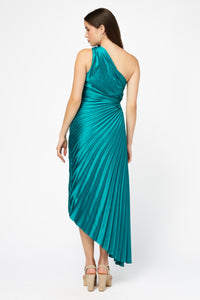 Reagan One Shoulder Pleated Hi Lo Maxi Dress