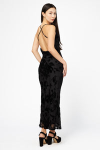 Peyton Floral Burnout Velvet Maxi Dress